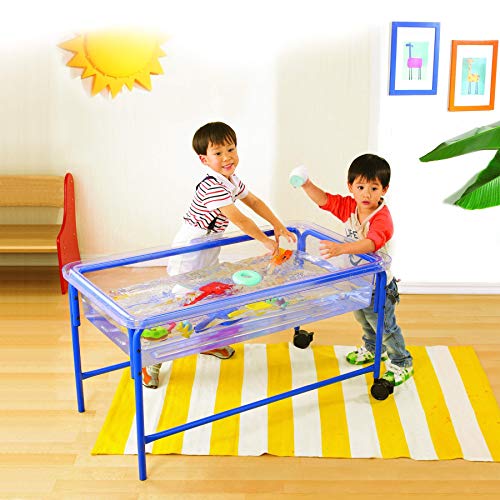 edx Education Sand and Water Play Table - 23" High - Stainless Steel Frame - Includes Cover and Plug - Indoor and Outdoor - Discovery and Sensory Table for Kids (Renewed)