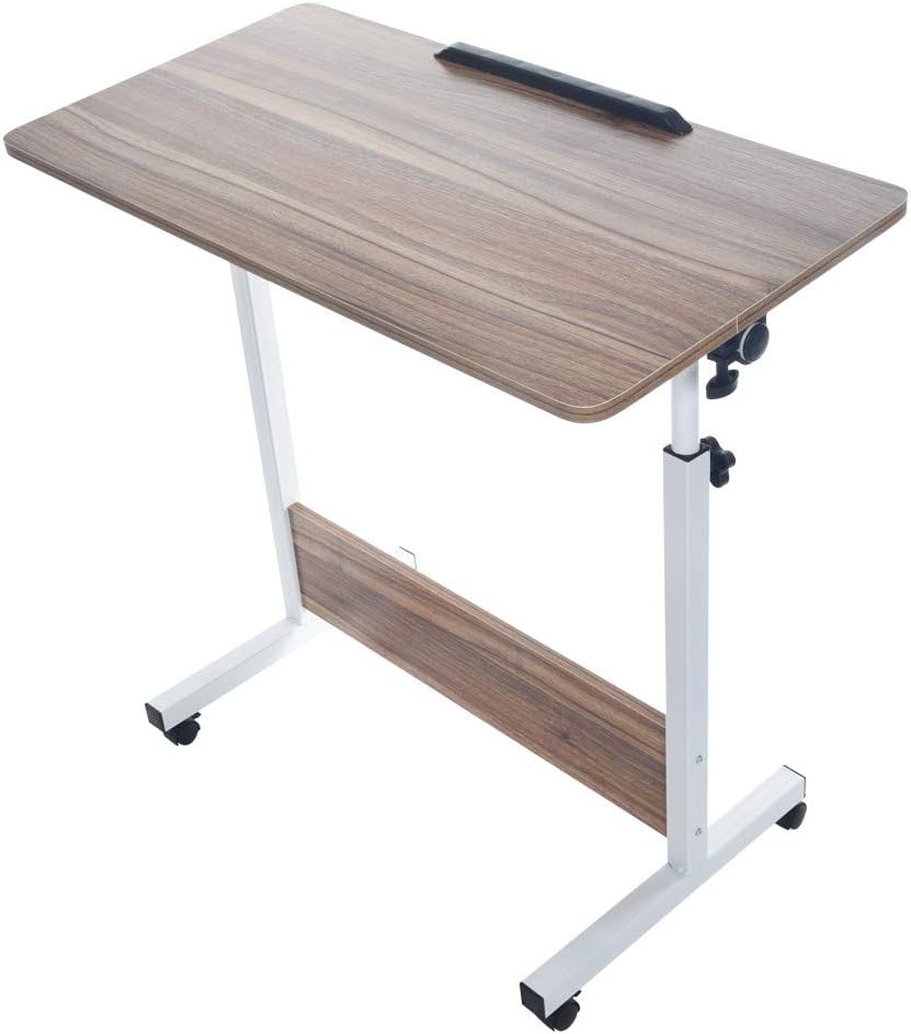 Allywit Folding Computer Desk 80cm40cm Computer Desk Cart, Height-Adjustable from 55cm to 73cm, Rotated 180 Degrees (Yellow)
