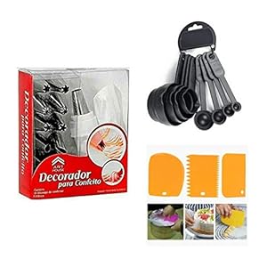 C&G INDIA 12 Piece Cake Decorating Nozzle Set and 3 Pcs Set Plastic Dough Bench Scraper Cake Cutter, Chopper and 8 pcs…