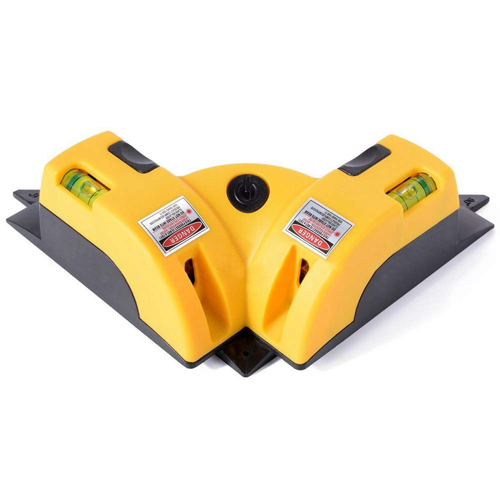 hzexun Right Angle 90 Degree Square Laser Level Horizontal & Vertical Laser Line Marker with Two Suction Cups