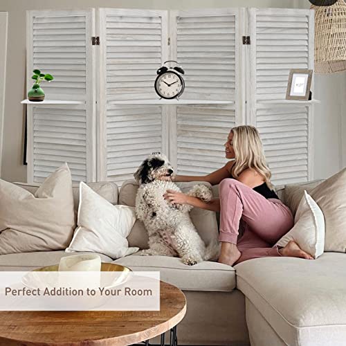 4 Panel Room Divider With Shelves White Room Divider And Folding