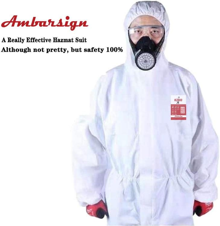 Hazmat Suits Disposable Hooded Dustproof Protective