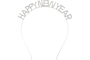 Happy New Year Rhinestone Headband for Women Girls,Crystal Tiara for New Year’s Eve Party Supplies (silver)