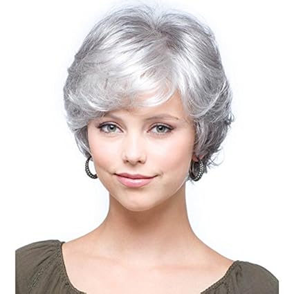 Qianbaihui Women Short Blonde Wigs Synthetic Hair Fashion Mother Wigs Blonde