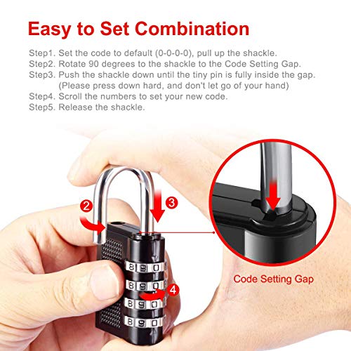 SALEM MASTER 4 Digit Outdoor Combination Locks 1.25 Inch Combination Gate Locks, Padlock for Gym Locker, Hasp Cabinet, Fence, Toolbox (Black 2-Pack)