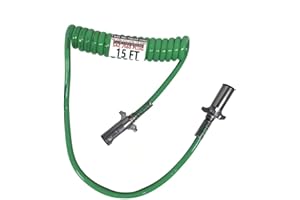 ZIYOSENLU 7-Way Coiled Straight Trailer Cord 12FT 15FT Heavy Duty -85°F Cold Resistant ABS Power Cable for Semi/Truck/RV/Trailers True 4/12+2/10+1/8 AWG (15FT Long Tail Wire)