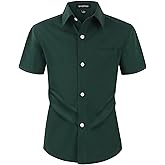 Spring&Gege Boys Short Sleeve Dress Shirts Stretch Wrinkle Free Casual Button Down Shirts