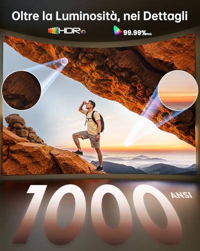 4K Projector [Compatible with Netflix/Dolby]1000 ANSI Auto Image Adjustment AI Portable Projector for Smart Home Theater and Outdoor WiFi 6 Two-way Bluetooth 5.3 Video Projector TOPTRO A1