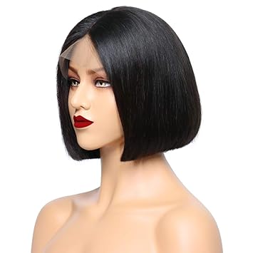 Amazon Com Risbaer Short 13x4 Lace Bob Wig Brazilian Remy Hair