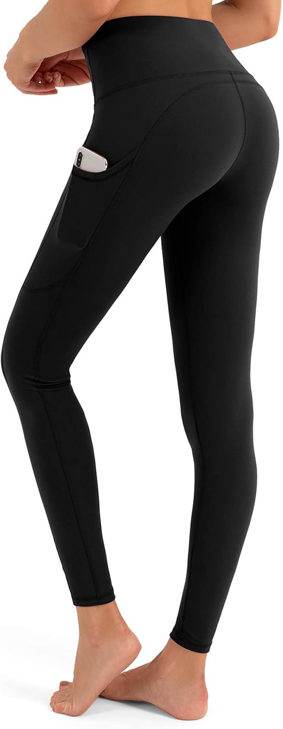 BOSTANTEN High Waist Yoga Pants Leggings for Women with Pockets Tummy Control Workout Capris No-See Through Tights Pants: Clothing