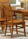 Set of 2 Dining Chairs Mission Style Medium Brown Finish
