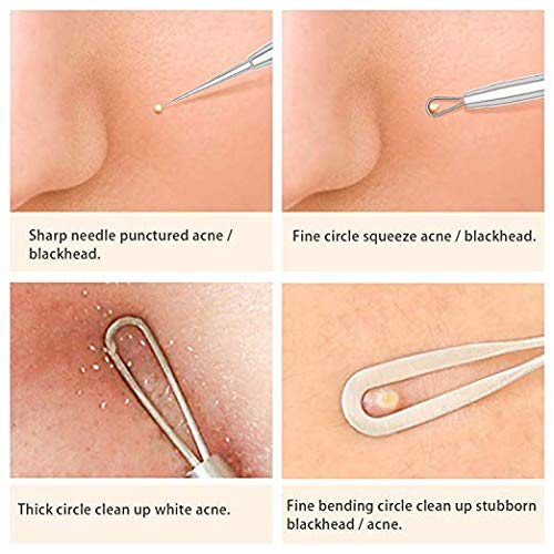 Blackhead Remover Pimple Comedone Extractor Tool Treatment for Blemish, Whitehead, Zit Removing for Risk Free Nose Face Skin 7-PCS Acne Removal Kit
