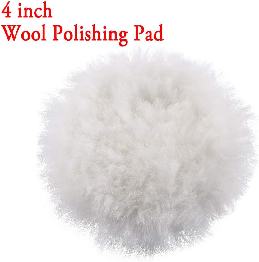 jumpeasy Polishing Buffing Waxing with Magic Sticker Polishing Plate M14 Connector Drill Wool Polishing Pad Car Polisher Accessories (4 inch Wool Polishing Pad)