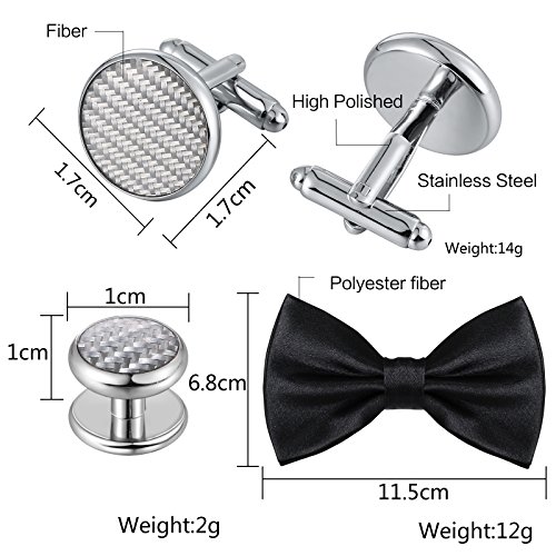 Aienid Cufflinks and Shirt Stud Set for Men Silver Classic Cufflinks and Studs Set Gift Cuff Links