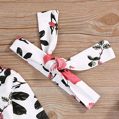 Newborn Baby Floral Sleeping Gown Swaddle Sack Coming Home Sleepwear Romper Sleeping Bags Outfit (White, 0-18 Months)