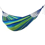 Baskety Portable Outdoor Hammock Hang Bed Travel Camping Swing Canvas with Backpack ( Blue 280*150 CM (2 Person) 200 kg)