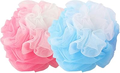 Omenluck 2Pcs Bath Loofahs Body Sponges Mesh Pouf Shower Balls Back Scrubber