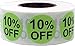 InStockLabels 10% Green Stickers for Retail, 500 Labels per Roll, 3/4