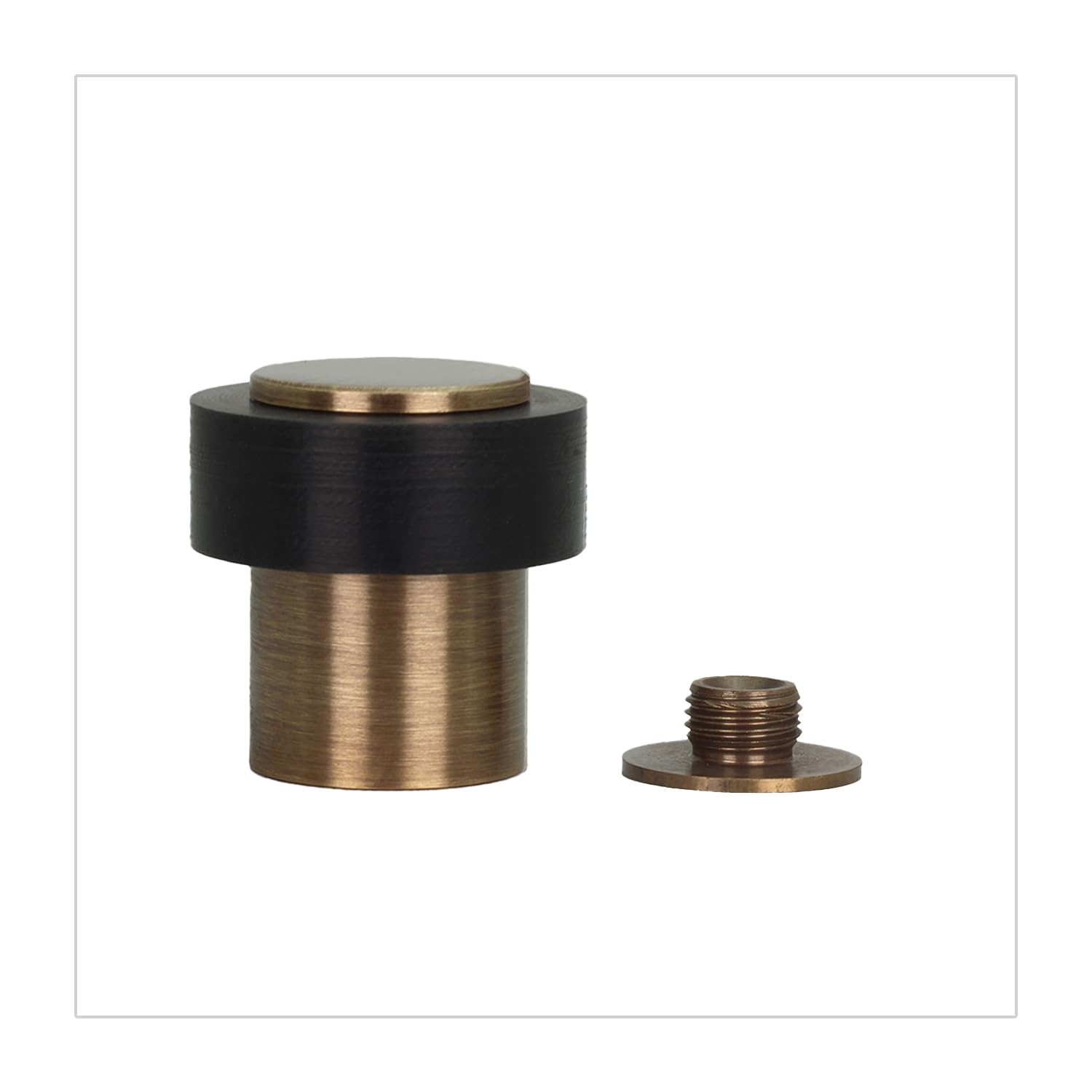EVI Herrajes | Antique Brass Door Stop | Ø24x35mm | Floor Mounted | Silicone Protection | Includes Screw + Fastening Plug | Model I-18024X35-CBCU