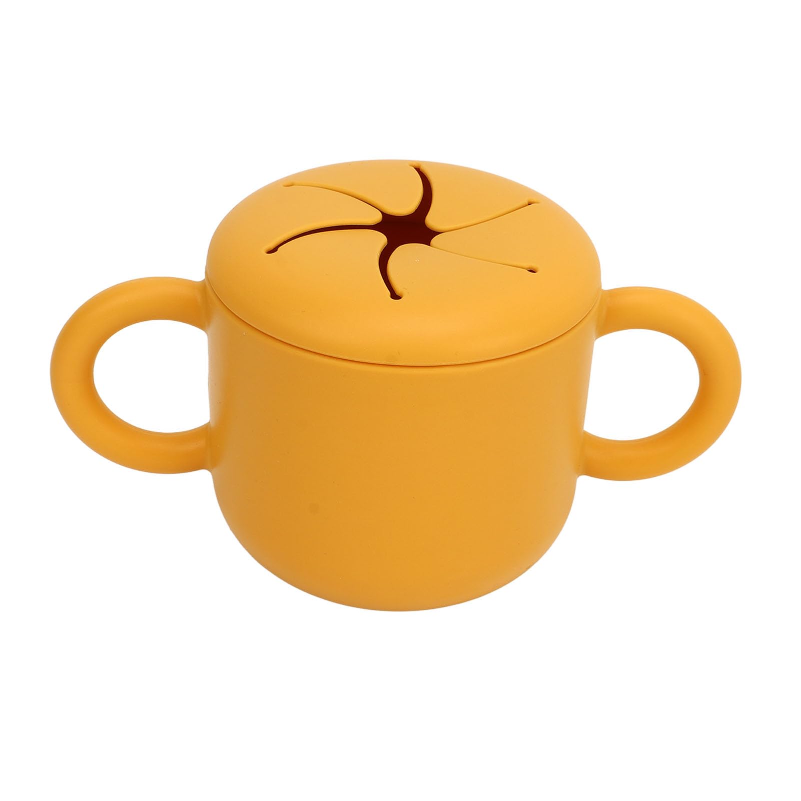 Silicone Snack Cup, Multipurpose Portable 350ml Eco-Friendly Baby Snack Pot for Kids Toddler (Ginger)