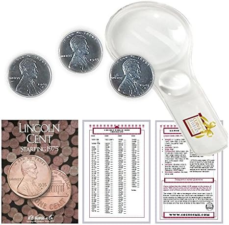 Lincoln Wheat Penny Starter Collection Kit, Part Two, H.E. Harris [2673] Lincoln Cent Folder Vol. 2, 1943 Steel Cent P-D-S Mint Set, Magnifier &amp; Checklist, (4 Items) Great Start for Beginner Collector
