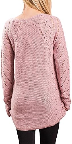 vinegar Women Loose V Neck Oversized Knitted Baggy Sweater Pullover PinkX-Large