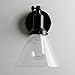 PERMO Industrial Vintage Slope Pole Wall Mount Single Sconce with Funnel Flared Clear Glass Shade Wall Sconce Light Lamp Fixture (Black)