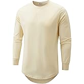 KLIEGOU Mens 100 Cotton Hipster Hip Hop Longline Crewneck T-Shirt Pre - Shrunk S-4XL