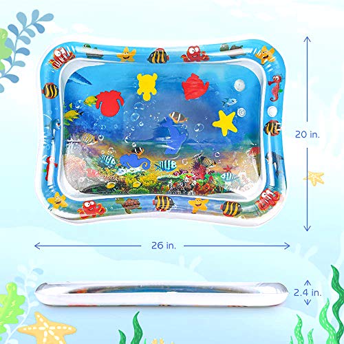 image for JUEQI Tummy Time Water Mat, Perfect Inflatable Water Play Mat for Infa