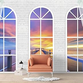 Wall Murals for Bedroom Vies from French Window Design Removable Wallpaper Peel and Stick Wall Stickers - 66x96 inches