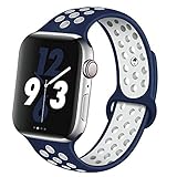 OriBear Compatible for Apple Watch Band 44mm 42mm, Breathable Sporty for iWatch Bands Series 5/4/3/2/1, Watch Nike+, Various Styles and Colors for Women and Men(M/L,Blue-White)