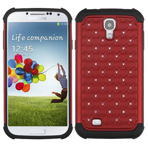 Red Bling Impact Hybrid Rugged Case Samsung Galaxy S4 S 4 Rubber Hard Cover fits Sprint L720, Verizon i545, AT&T Wireless i337, T-Mobile I9505, U.S. Cellular R970, Cricket R970C, Metro PCS M919, I9500 Red Bling Impact Hybrid Rugged Case Samsung Galaxy S4 S 4 Rubber Hard Cover fits Sprint L720, Verizon i545, AT&T Wireless i337, T-Mobile I9505, U.S. Cellular R970, Cricket R970C, Metro PCS M919, I9500