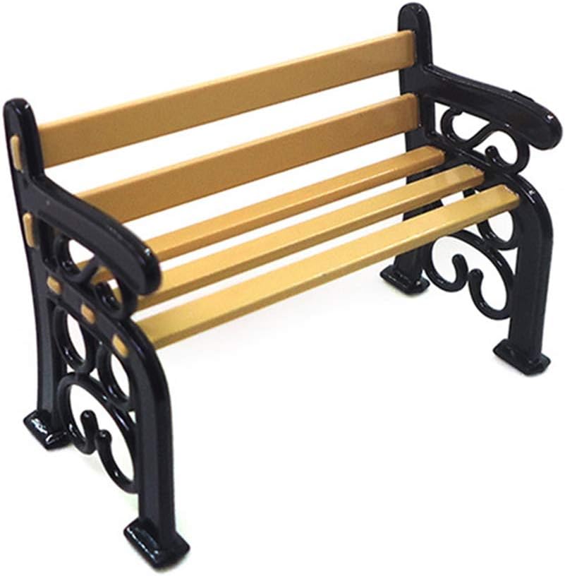 ypypiaol 1/12 Miniature Park Seat Bench Model Craft Ornament DIY Fairy Doll House Decor Gift 1#
