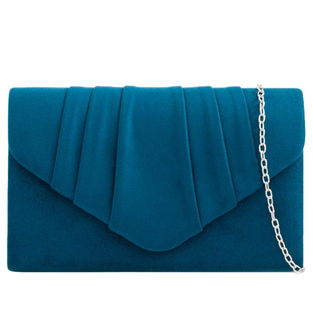 Purple Possum Teal Clutch Bag Faux Suede Ladies Blue Shoulder Bag Prom Wedding Handbag