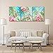 RUISHI Canvas Wall Art 3 Pieces Flamingo Boho Decor for Bedroom Animal Picture Palm Leaves Green Tropical Plant Prints Framed Posters Hanging Artwok Living Room Kids Rooms Decoration 16L x 12W