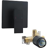 BANGPU Shower Mixer Valve Handle Wall Mount Shower Mixing Valve Bathroom Shower Valves Trim Kit with 5.3 Inch Cover Pated, Matte Black