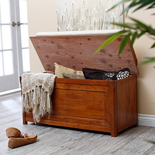 Belham Living Cedar Chest Mission Bench with Cushion - Oak - Thumbnail 7