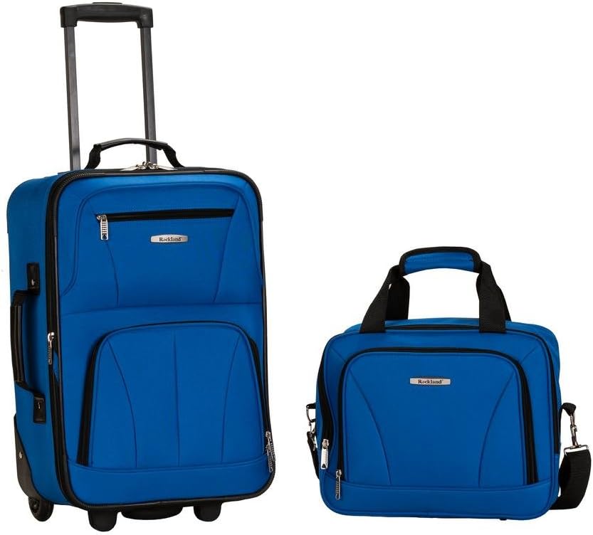 Rockland Printed 2 PC LUGGAGE SET BLUE