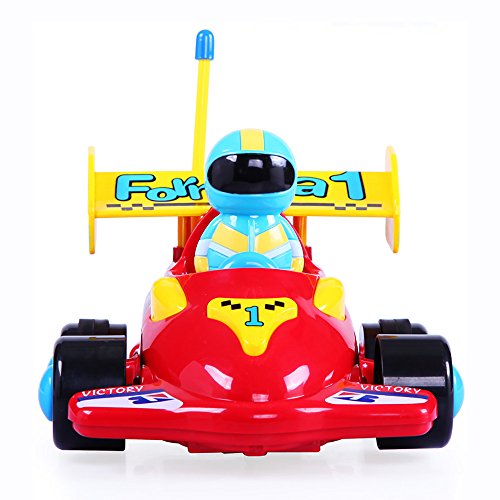 DeXop RC Cartoon Race Car Electric Radio Control Toy with Removable Action Figure & Music & Lights for Toddlers & Young Children