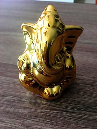 3” Lord Ganesh / Ganesha Statue / Idol - Gold - For Car Dashboard -Hindu God of Success, Elephant God Idol