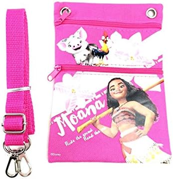 Party Favors Disney Moana Wallet-Passport Bag- String Sling Tote Bag Backpack (PASSPORT BAG PINK)