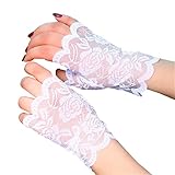 Tinksky Women Half Hand Short Gloves UV Protection Fingerless Gloves Sun Block for Driving, gift for women 1 Pair(White)