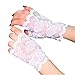 Tinksky Women Half Hand Short Gloves UV Protection Fingerless Gloves Sun Block for Driving, gift for women 1 Pair(White)