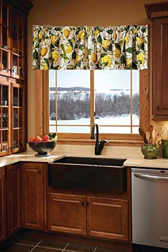 Amazon Com White And Yellow Kitchen Curtain Valance Lemon