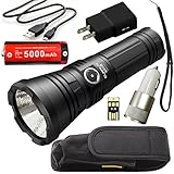 Klarus G20L SUPER BUNDLE includes 3000 Lumen LED USB Rechargeable Flashlight, 26650 Battery, Holster, Lanyard, Charging Cable, Car Adapter, Wall Adapter, and Mini USB Light