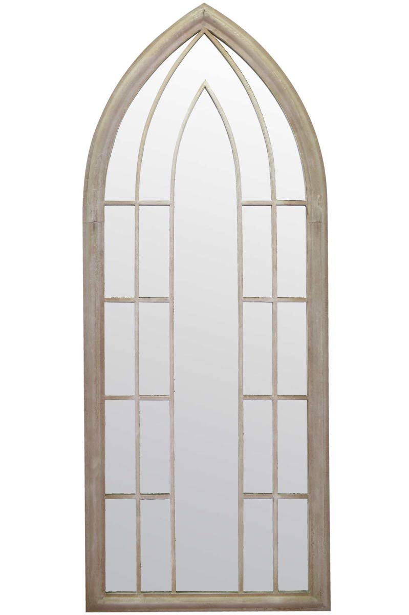 MirrorOutlet New Large Gothic Designed Arched Outside Garden Wall Mirror 4ft11 x 2ft, Silver, 150x61,GMA012