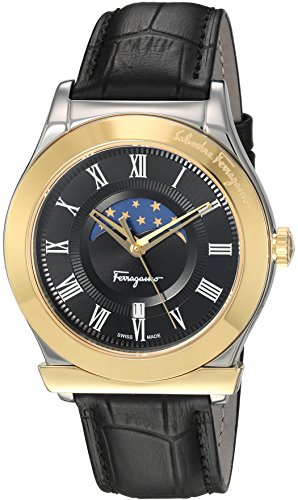Salvatore Ferragamo Men's 'FERAGAMO 1898' Quartz Stainless Steel and Leather Casual Watch, Color:Black (Model: FBG020016)