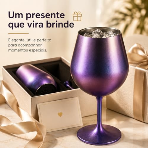 Taça Térmica Inox 2 em 1 Vinho Gin Drinks Cerveja 414ml Copo Térmico Haste Removível Aço Inoxidável Conserva Bebidas Geladas Isolamento Térmico Parede Dupla Cocktail Coquetel (PRETA)