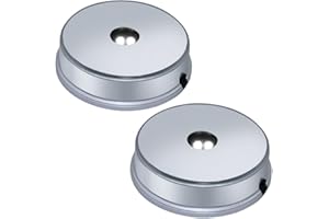 PHOSOK LED Silver Display Base- Crystal Glass Art Statue Merchandise Display Stand- White Light Display Stand Powered by 3 AAA Batteries （Pack of 2）