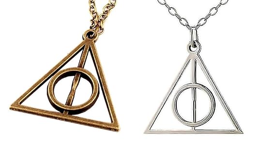 Set aus 2 Halsketten – Heilige des Morte – Mago Harry – Dreieck – Piramide – Kreis – Farbe bronzefarben und Silber – Geschenk